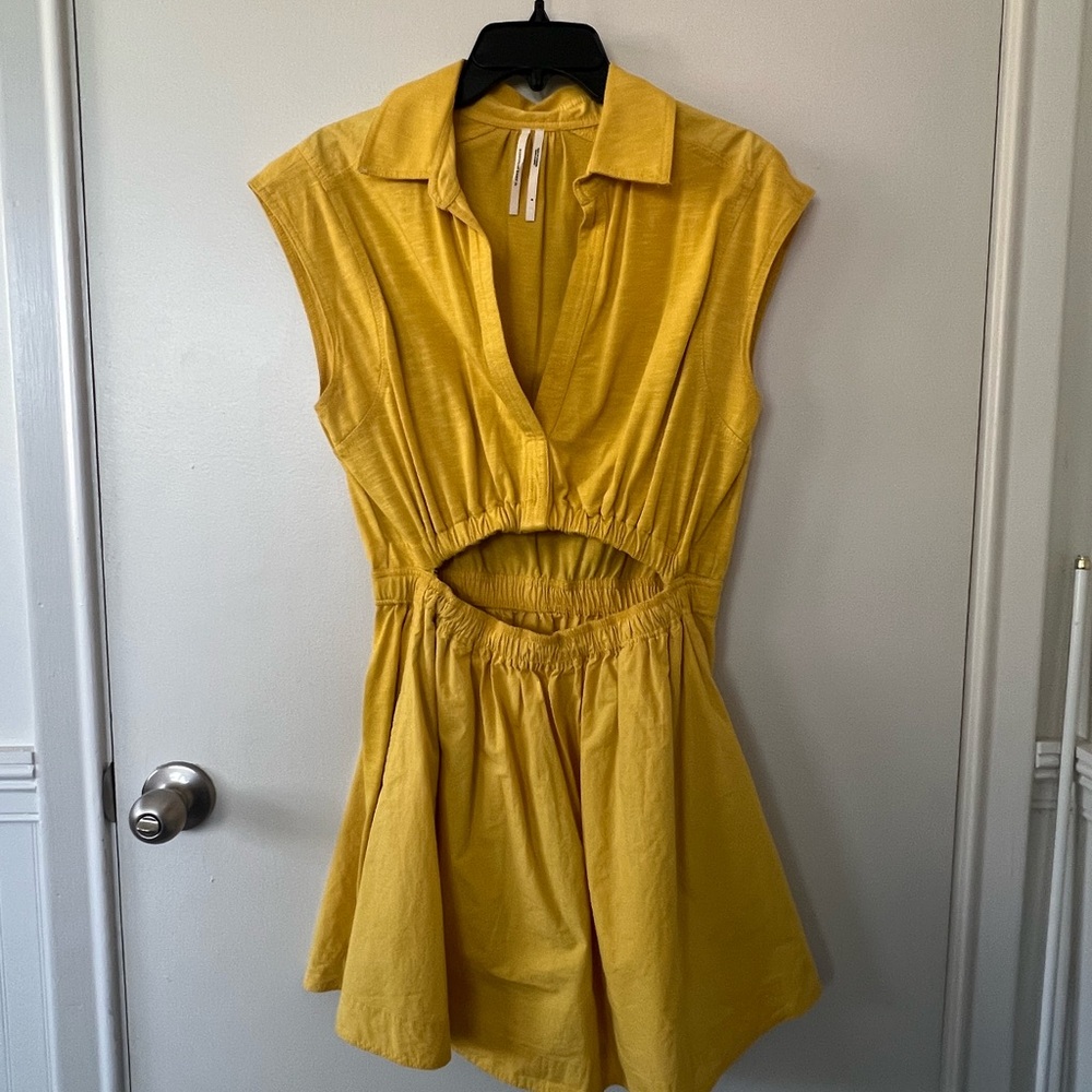 Anthropologie Yellow Dress with Cutout Design